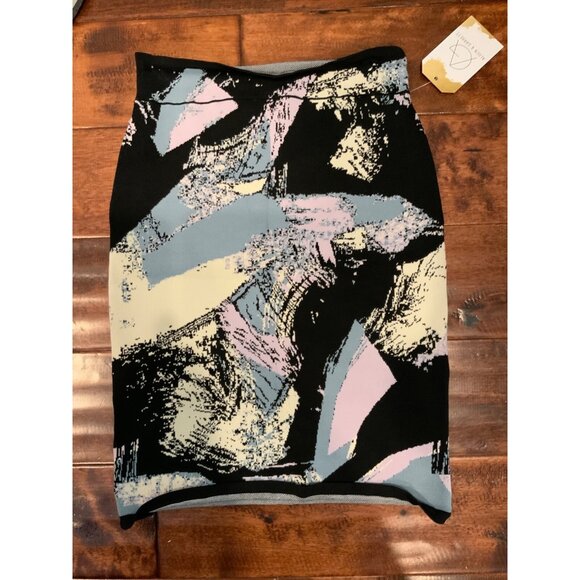 BCBG Max Azria Black Multicolor Geometric Stretchy Pencil Skirt, Size S - Picture 1 of 3